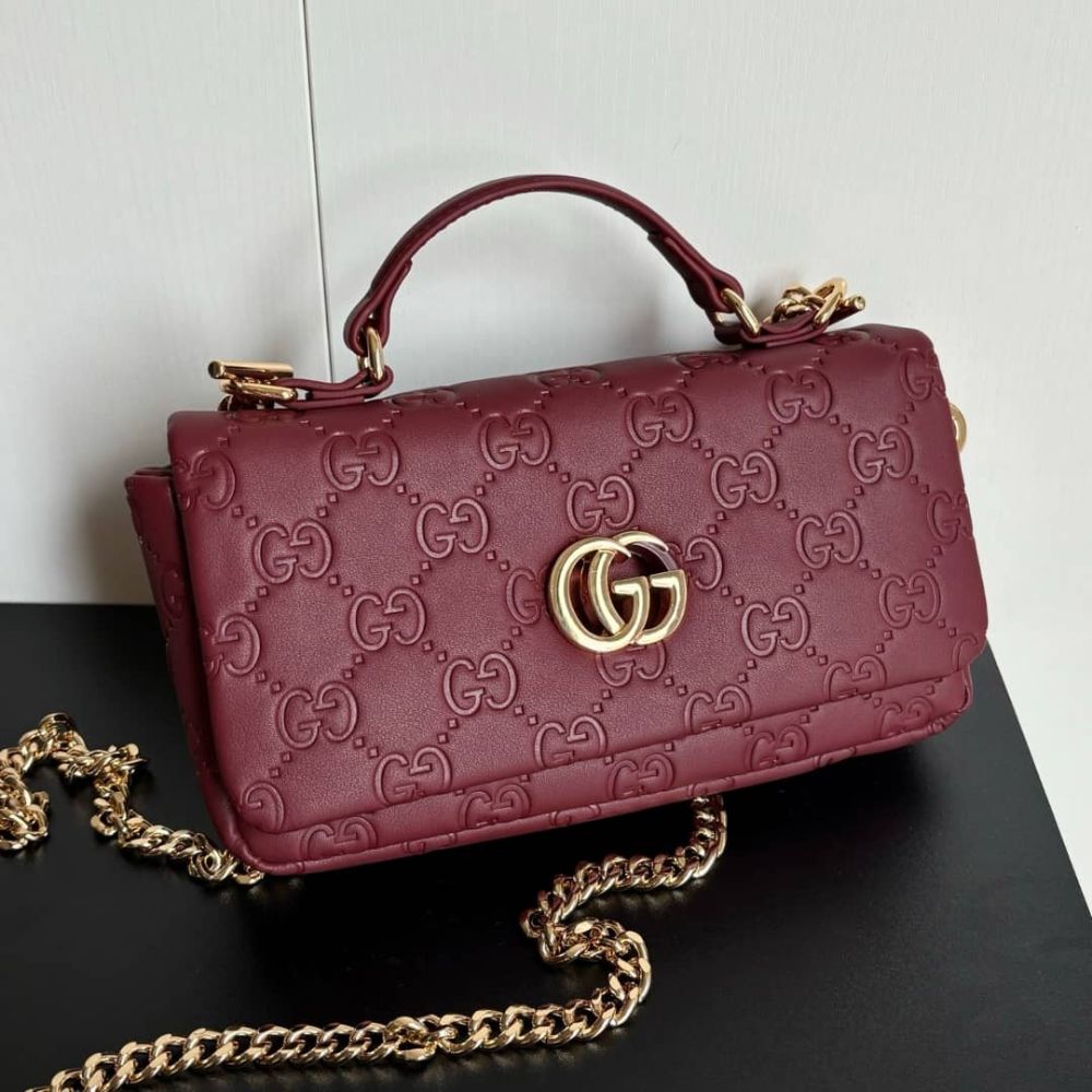Gucci Gg Milano Mini Top Handle Bag Red Gg Puffy Leather 21Cm 806017 Aad5U 6207 - Image 3