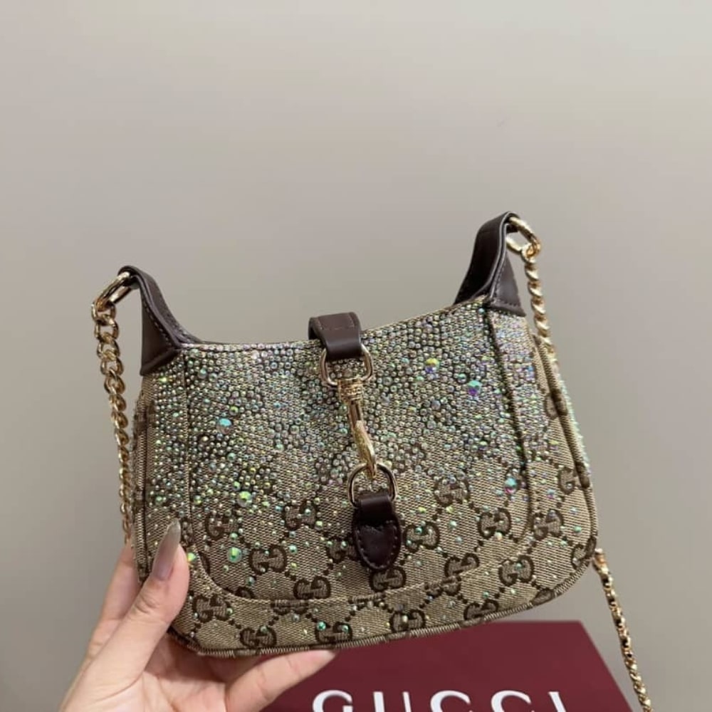 Gucci Jackie Notte Mini GG Monogram Canvas Shoulder Bag Beige And Dark Brown 19Cm 782889 FAD1Z 2541 - Image 3