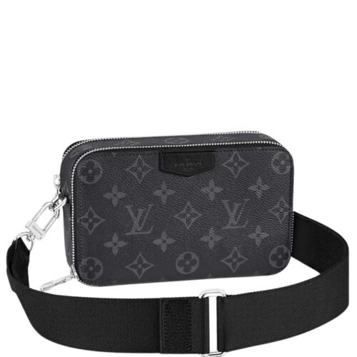 Louis Vuitton Alpha Wearable Monogram Eclipse Crossbody Bags Black 18cm
