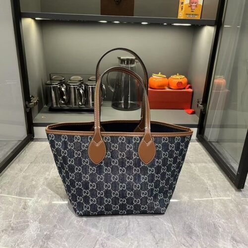 Alternative view of Gucci Totissima Small GG Denim Tote Bag Dark Blue 22Cm 820496 Faecc 4243