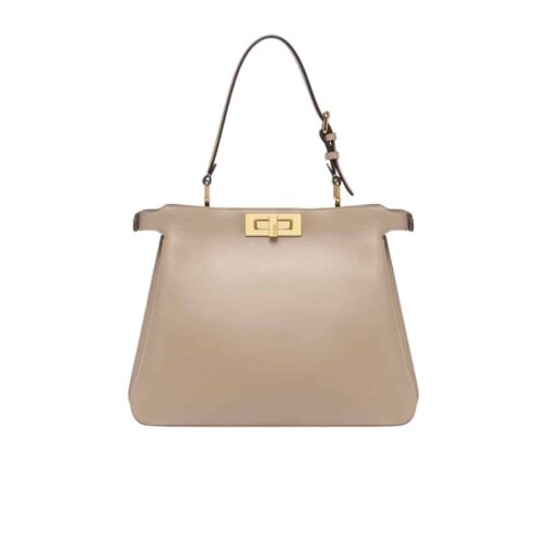 Fendi Peekaboo Medium Soft Leather Shoulder Bag Dove Grey 33Cm