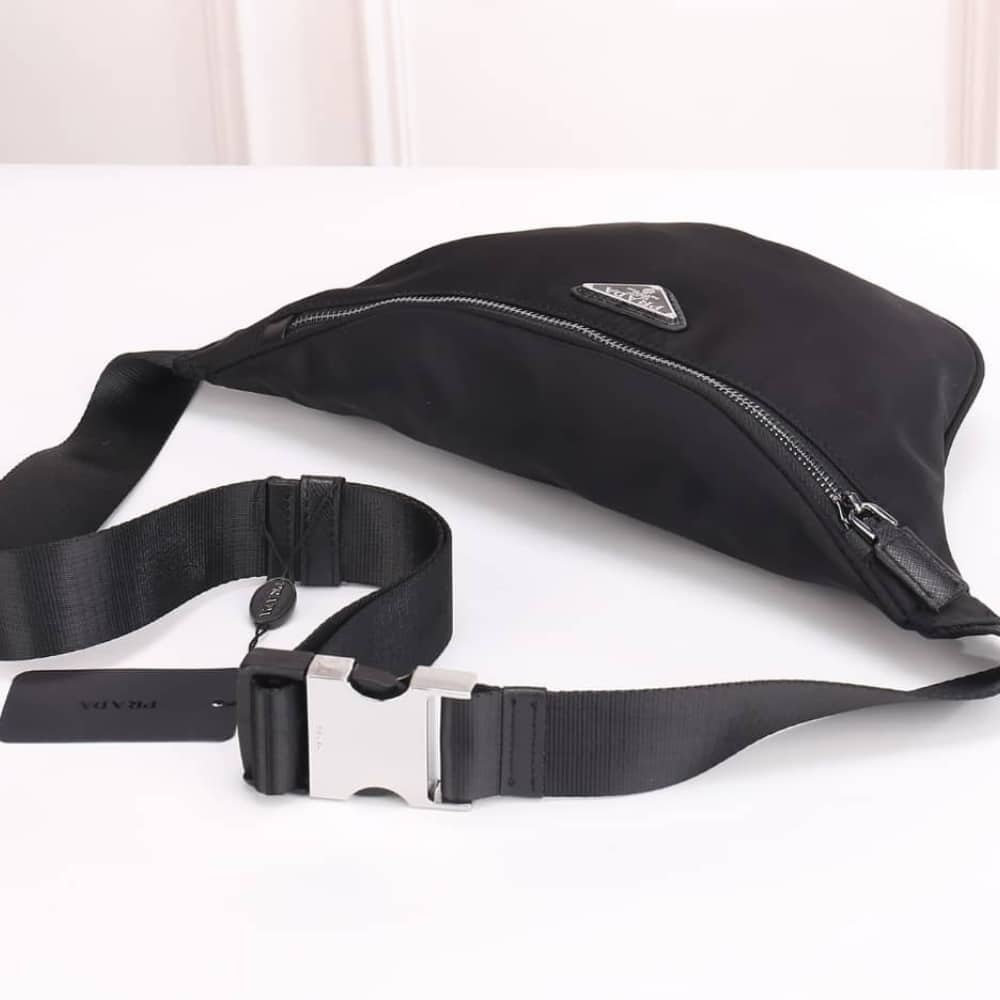 Prada Re-Nylon and Saffiano Leather Belt Bag Black 30cm 2VL033 2DMH F0002 V OOM - Image 4