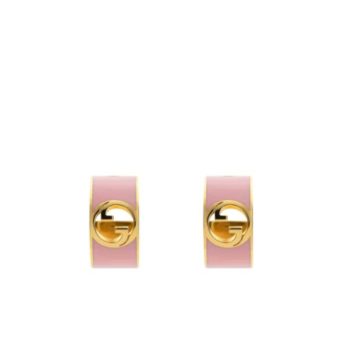 Gucci Blondie Enamel Hoop Earrings Pink 796764 J1630 8075