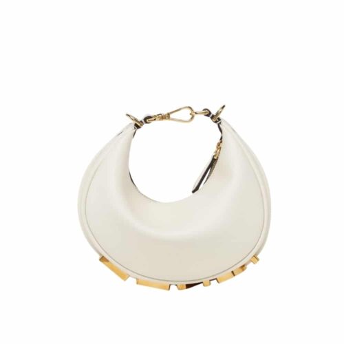 Fendi Fendigraphy Mini Leather Hobo Bag White 20Cm 8BS081A5DYF1HEL