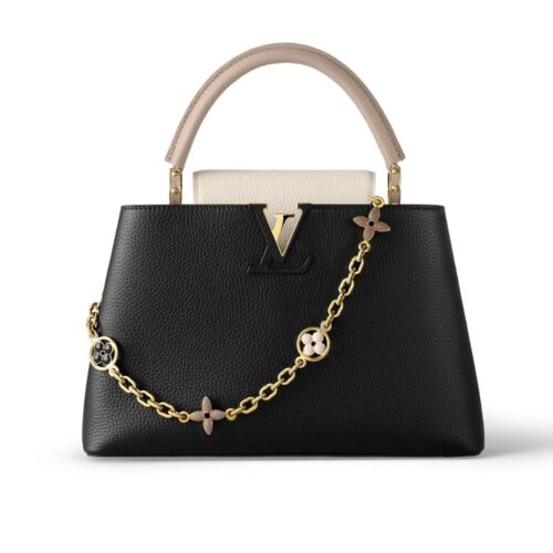 Louis Vuitton Capucines BB Leather Handbag Black And Grey 27Cm M20708