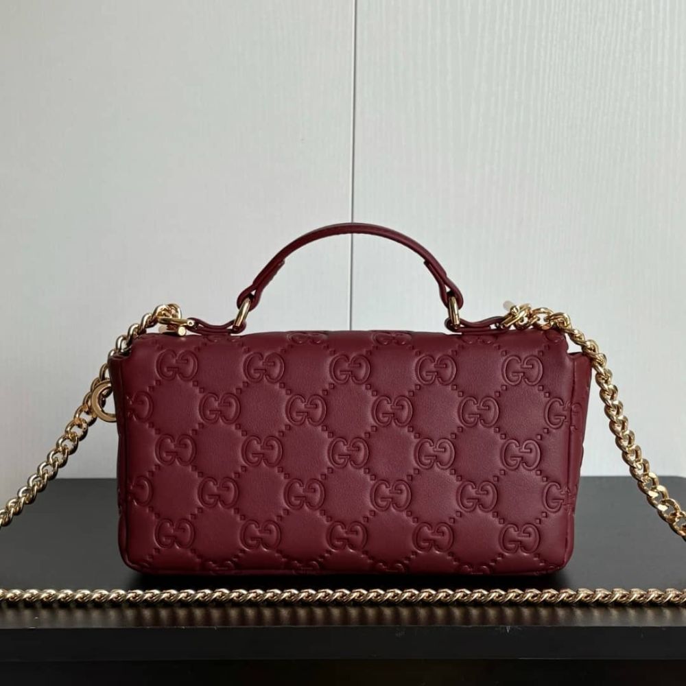 Gucci Gg Milano Mini Top Handle Bag Red Gg Puffy Leather 21Cm 806017 Aad5U 6207 - Image 4
