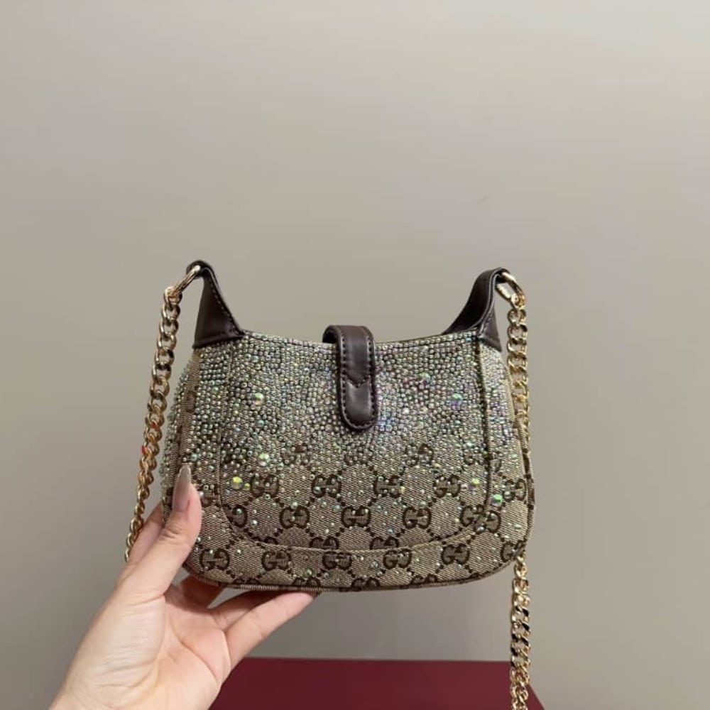 Gucci Jackie Notte Mini GG Monogram Canvas Shoulder Bag Beige And Dark Brown 19Cm 782889 FAD1Z 2541 - Image 4