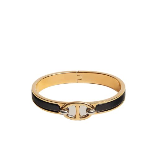Hermes Mini Clic Chaine D Ancre Bracelet Gold With Black H209000FV01PM