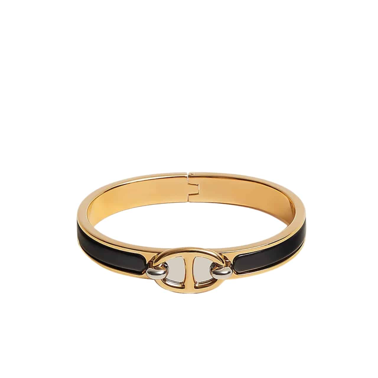 Hermes Mini Clic Chaine D Ancre Bracelet Gold With Black H209000FV01PM