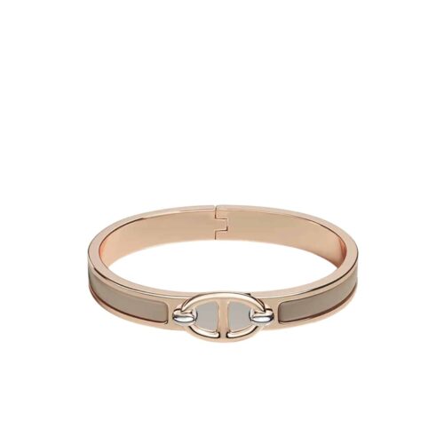 Hermes Mini Clic Anchor Chain Bracelet Rose Gold Tone With Grey H209000Fo19Pm