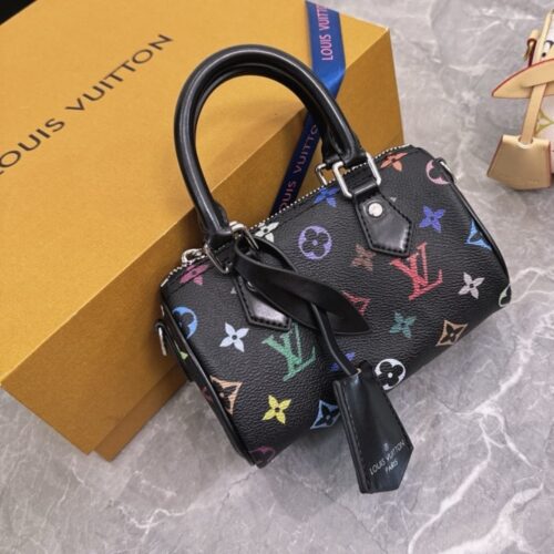Alternative view of Louis Vuitton X Takashi Murakami Nano Speedy Monogram Canvas Top Handle Bag Black Multicolored 16Cm M13406