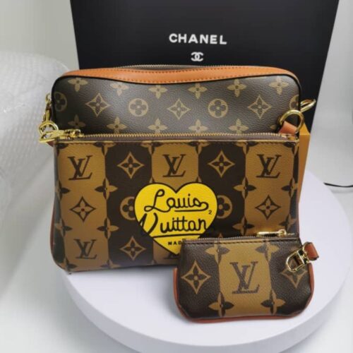 Alternative view of Louis Vuitton Trio Messenger Monogram Stripes Crossbody Bag Brown 25cm M45965