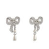 Chanel Bow Silver Pearl Earrings Ab4300 B03544 N788652