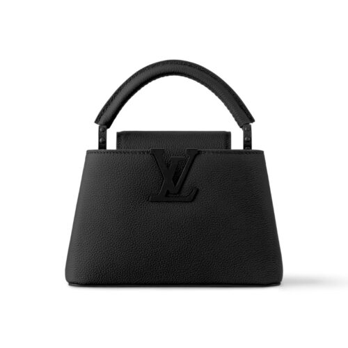 Louis Vuitton Capucines Mini Matte Leather Handbag Black 21Cm