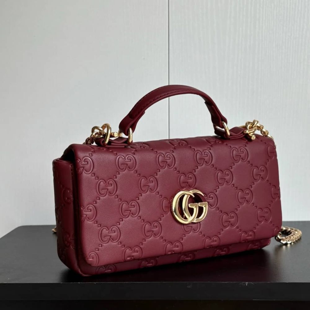 Gucci Gg Milano Mini Top Handle Bag Red Gg Puffy Leather 21Cm 806017 Aad5U 6207 - Image 5