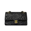 Chanel Camellia Medium Smooth Leather Flap Bag Black 26cm