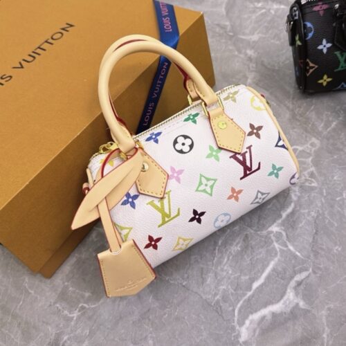 Alternative view of Louis Vuitton X Takashi Murakami Nano Speedy Monogram Canvas Top Handle Bag White Multicolored 16cm M13391