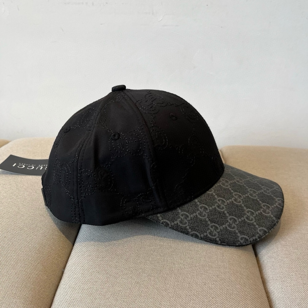 Gucci GG Canvas Baseball Hat Black And Grey - Image 3