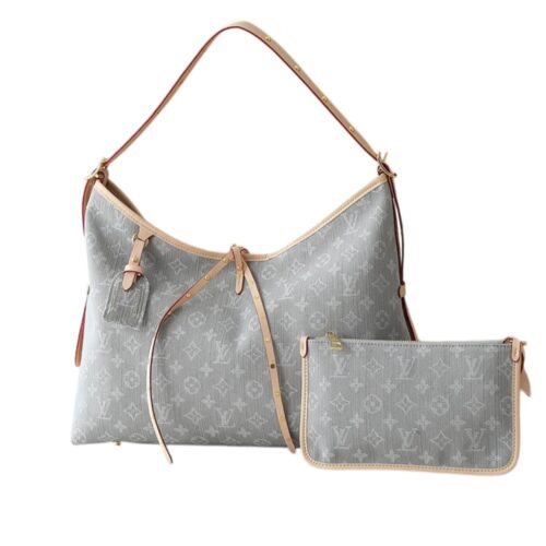 Louis Vuitton CarryAll MM Monogram Denim Shoulder Bag Gray 39cm M13289