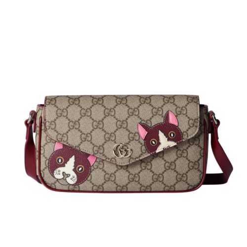 Gucci Mini GG Monogram Canvas Shoulder Bag Beige Ebony 22Cm