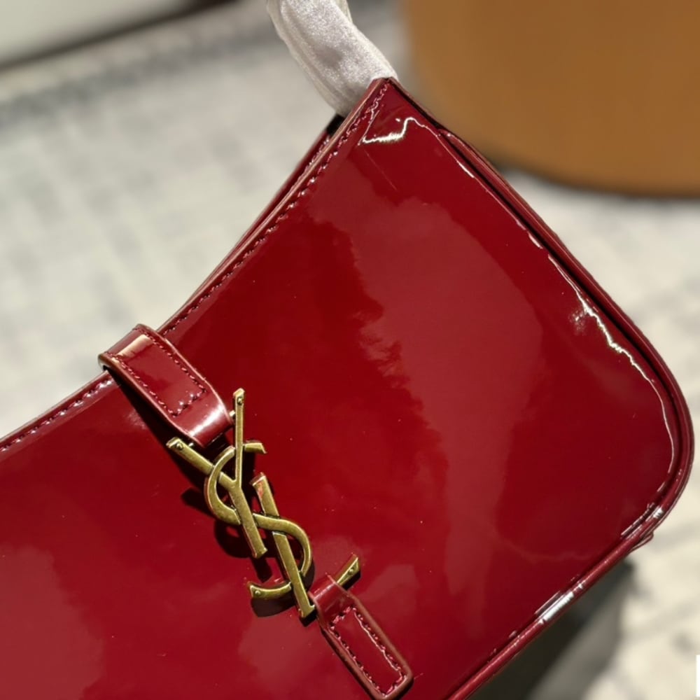 Saint Laurent Le 5 A 7 Patent Leather Hobo Bag Wine Red 25Cm 657228B870W6413 - Image 4
