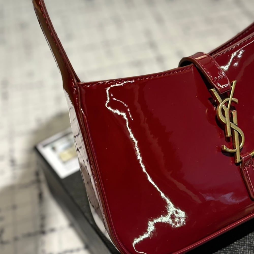 Saint Laurent Le 5 A 7 Patent Leather Hobo Bag Wine Red 25Cm 657228B870W6413 - Image 8