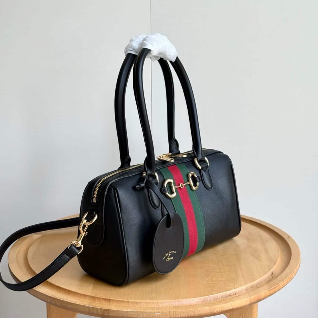 Gucci Borsetto Medium Leather Boston Bag Black 28cm 866732 AAGIQ 1053 - Image 4