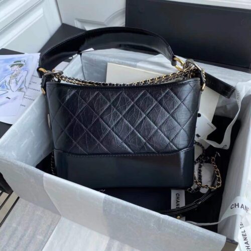 Alternative view of Chanel Gabrielle Small Smooth Leather Hobo Bag Black 20cm AS1582 B03936 94305