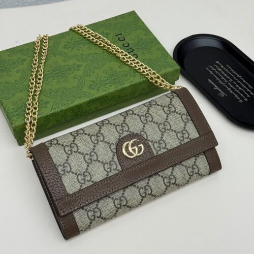 Alternative view of Gucci Ophidia GG Supreme Canvas Chain Wallet Bag Beige Ebony 19Cm 772309K9Gsg8367