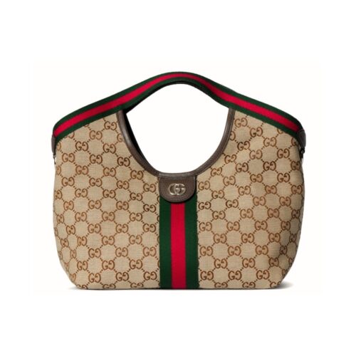 Gucci Giglio Small GG Monogram Canvas Tote Bag Beige And Dark Brown 25cm 860845 AAF8L 2547