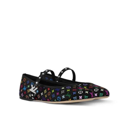 Louis Vuitton X Takashi Murakami Romy Flat Monogram Canvas Ballerina Black Multicolored 1agvc3
