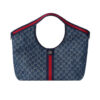 Gucci Giglio Large GG Denim Tote Bag Blue And White 60cm ‎853971 FAFFQ 8864