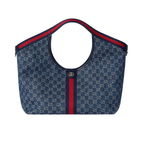 Gucci Giglio Large GG Denim Tote Bag Blue And White 60cm 853971 FAFFQ 8864