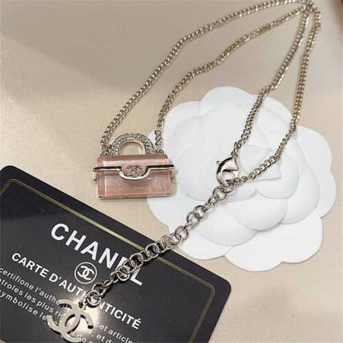 Alternative view of Chanel Classic Bag Lock Necklace Pink Gold ABG303 B21878 U3494