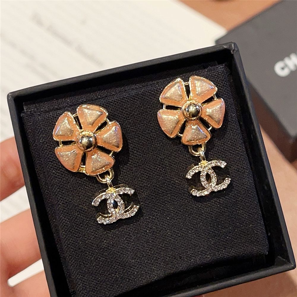 Chanel CC Logo Pink Flower Earrings Gold ABG900 B22986 U6099 - Image 2
