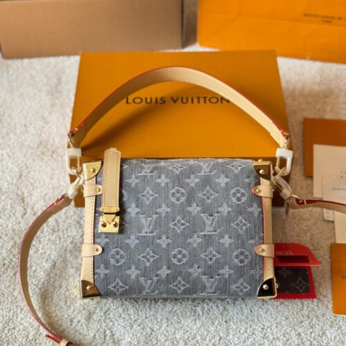 Alternative view of Louis Vuitton Side Trunk MM Monogram Denim Shoulder Bag Gray 23cm M13285