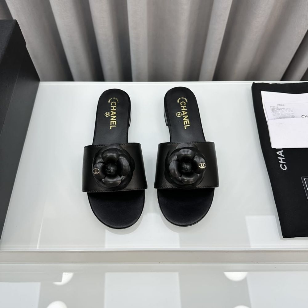 Chanel Camellia Mules Smooth Leather Black G45499 X01000 94305 - Image 3