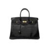 Hermes Birkin 30 Shiny Porosus Crocodile Handbag Black Noir 30Cm