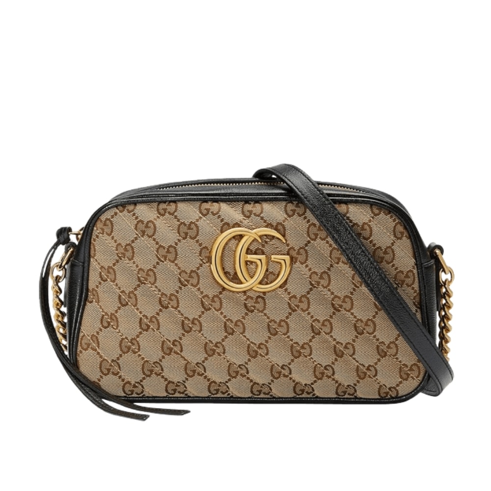 Gucci GG Marmont Small GG Supreme Canvas Shoulder Bag Beige Ebony 24Cm 447632 HVKEG 9772