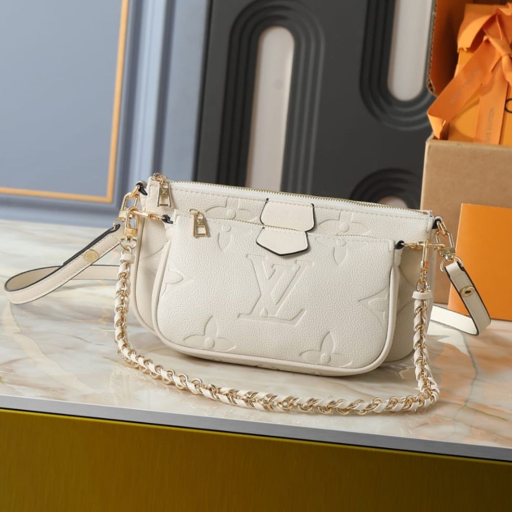 Louis Vuitton Multi Pochette Accessoires Monogram Empreinte Cream 25Cm - Image 2