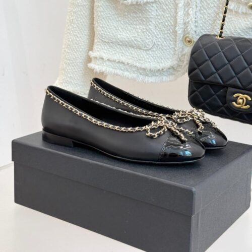 Alternative view of Chanel Ballerina Flat Smooth Leather And Patent Black G46663 B21588 94305