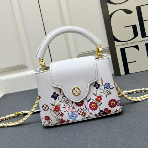 Alternative view of Louis Vuitton X Takashi Murakami Capucines Mini Monogram Multicolore Top Handle Bags White 21cm M14165