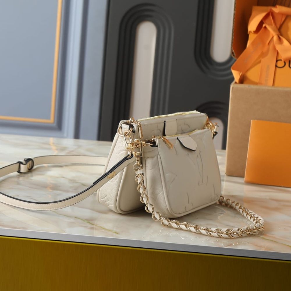 Louis Vuitton Multi Pochette Accessoires Monogram Empreinte Cream 25Cm - Image 3
