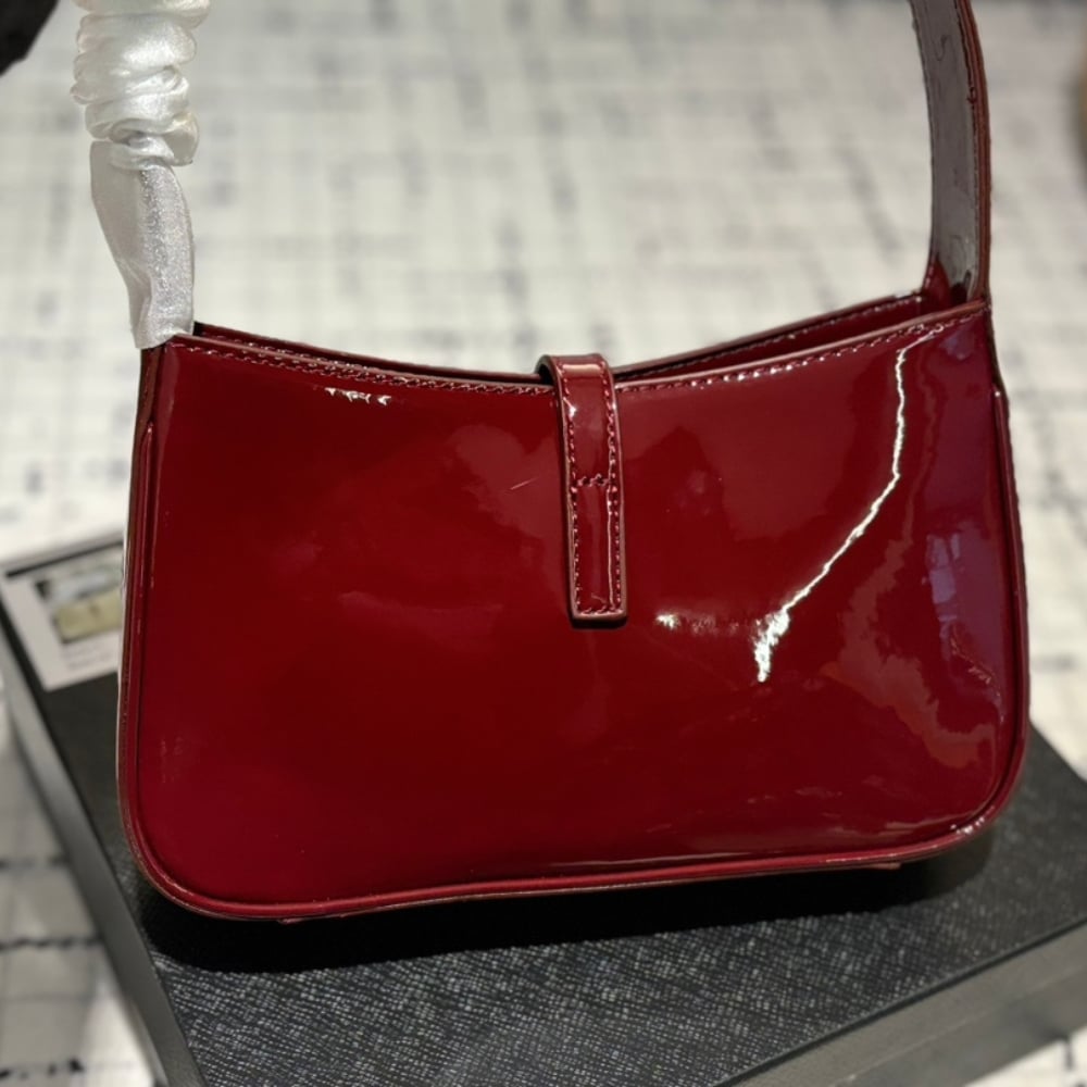 Saint Laurent Le 5 A 7 Patent Leather Hobo Bag Wine Red 25Cm 657228B870W6413 - Image 6