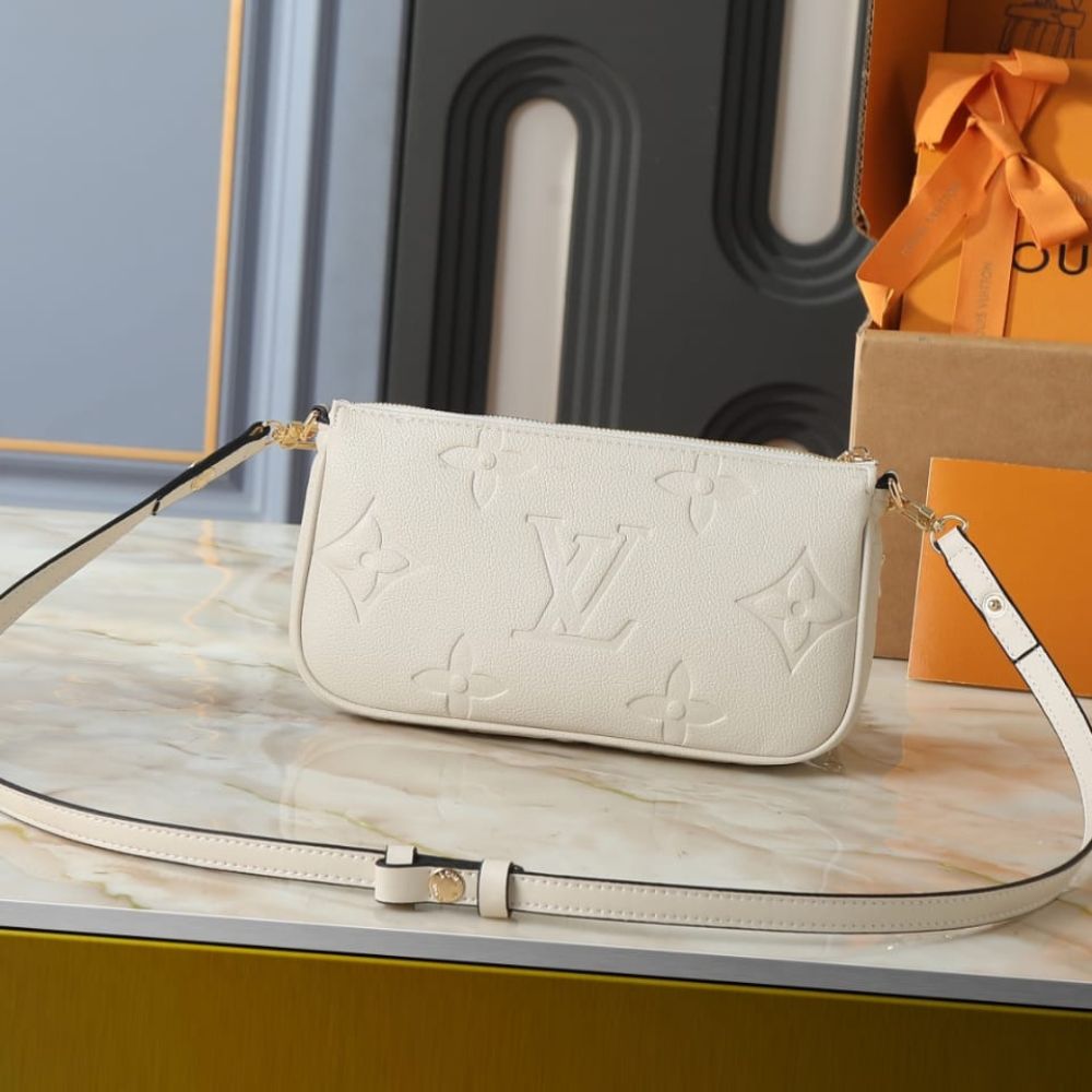 Louis Vuitton Multi Pochette Accessoires Monogram Empreinte Cream 25Cm - Image 4