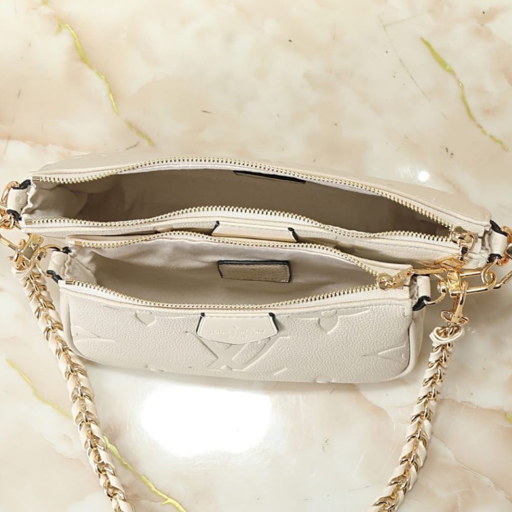 Louis Vuitton Multi Pochette Accessoires Monogram Empreinte Cream 25Cm - Image 6