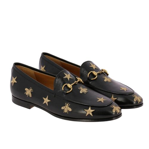 Gucci Jordaan Embroidered Leather Loafer Black 505281 D3V00 1000
