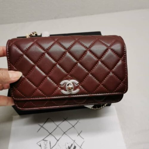 Alternative view of Chanel Classic Small Smooth Leather Wallet On Chain Dark Red 20cm AP4299 B18216 NZV44