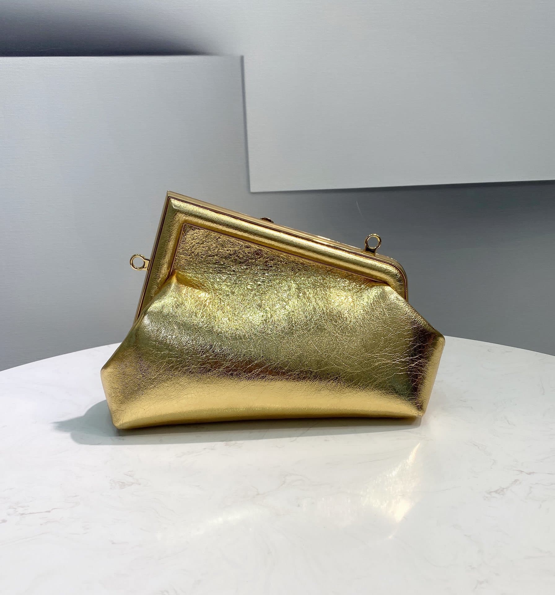 Fendi First Small Laminate Leather Clutch Gold 24cm 8BP129AISPF0RXU - Image 2