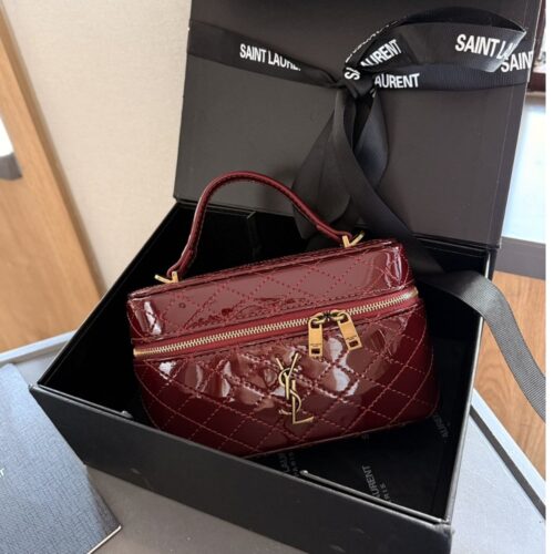 Alternative view of Saint Laurent Gaby In Patent Leather Vanity Bag Wine Red 19Cm
